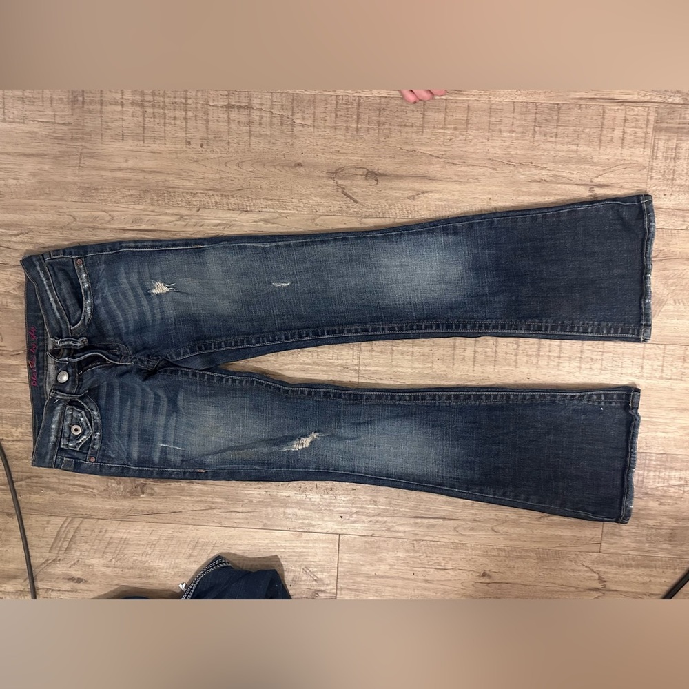 Size 5 women’s jeans, bootcut, plastic by gly